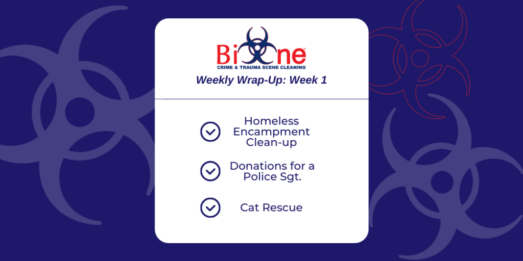 Bio-One Homeless Encampment, Rescuing Cats, Donating to Police Officer Bio-One Homeless Encampment, Rescuing Cats, Donating to Police Officer